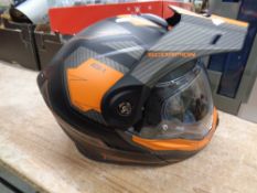 A Scorpion ADX-1 motorcycle helmet