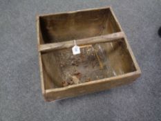 An antique Chinese wooden paddy field bucket