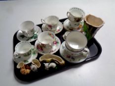 A tray containing assorted ceramics to include Hornsea vases, Royal Doulton,