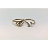 Two 9ct gold dress rings, 2.3g.