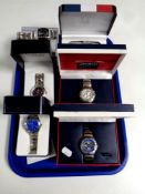 Six boxed gent's wristwatches to include Casio, Sporto, Elgin,