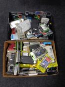 Two boxes of mobile phone cases, leads,