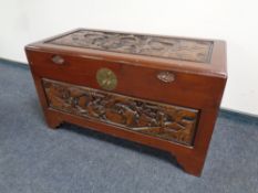 A carved camphor wood box