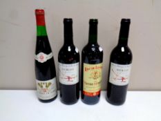 Four bottles of wine to include Roc De Lussac Bordeaux, two Baron Philippe De Rothschild Merlot,