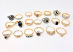 A collection of twenty gold plated dress rings (20)