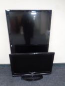 An LG 55'' LCD TV with wall mounting bracket and lead,