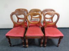 A set of six Victorian balloon back dining chairs