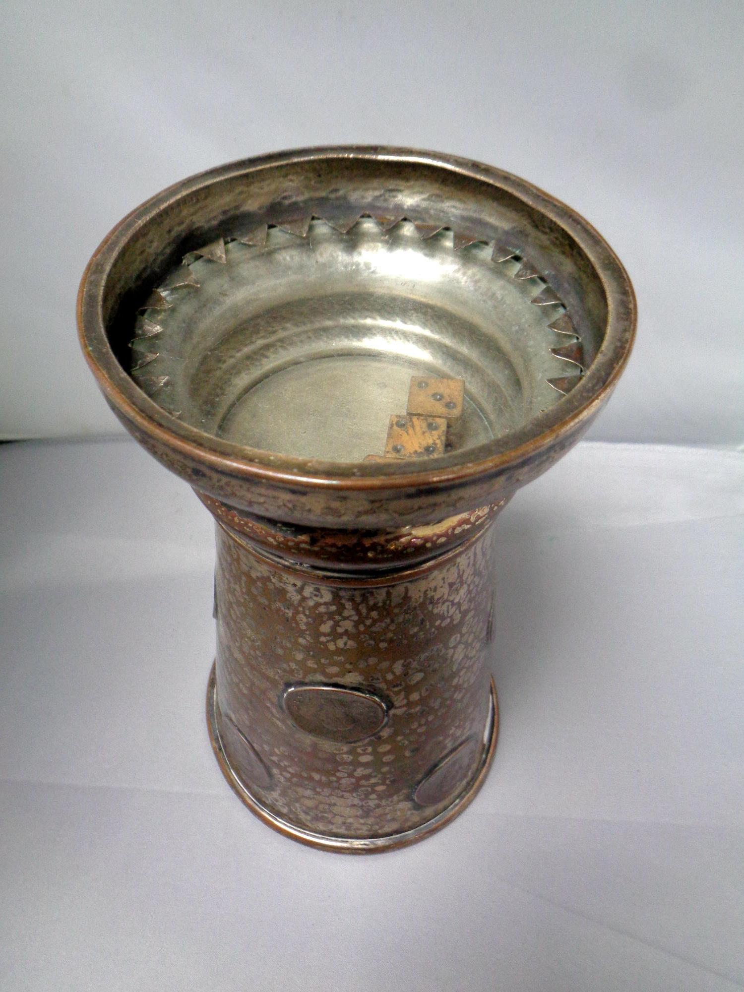 A 19th century copper plated drinking vessel, embossed with George III 1807 coins, - Image 2 of 2