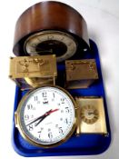 A tray of mid 20th century Smiths Tempora mantel clock,