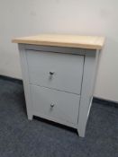 A contemporary oak topped two drawer filing chest (painted)