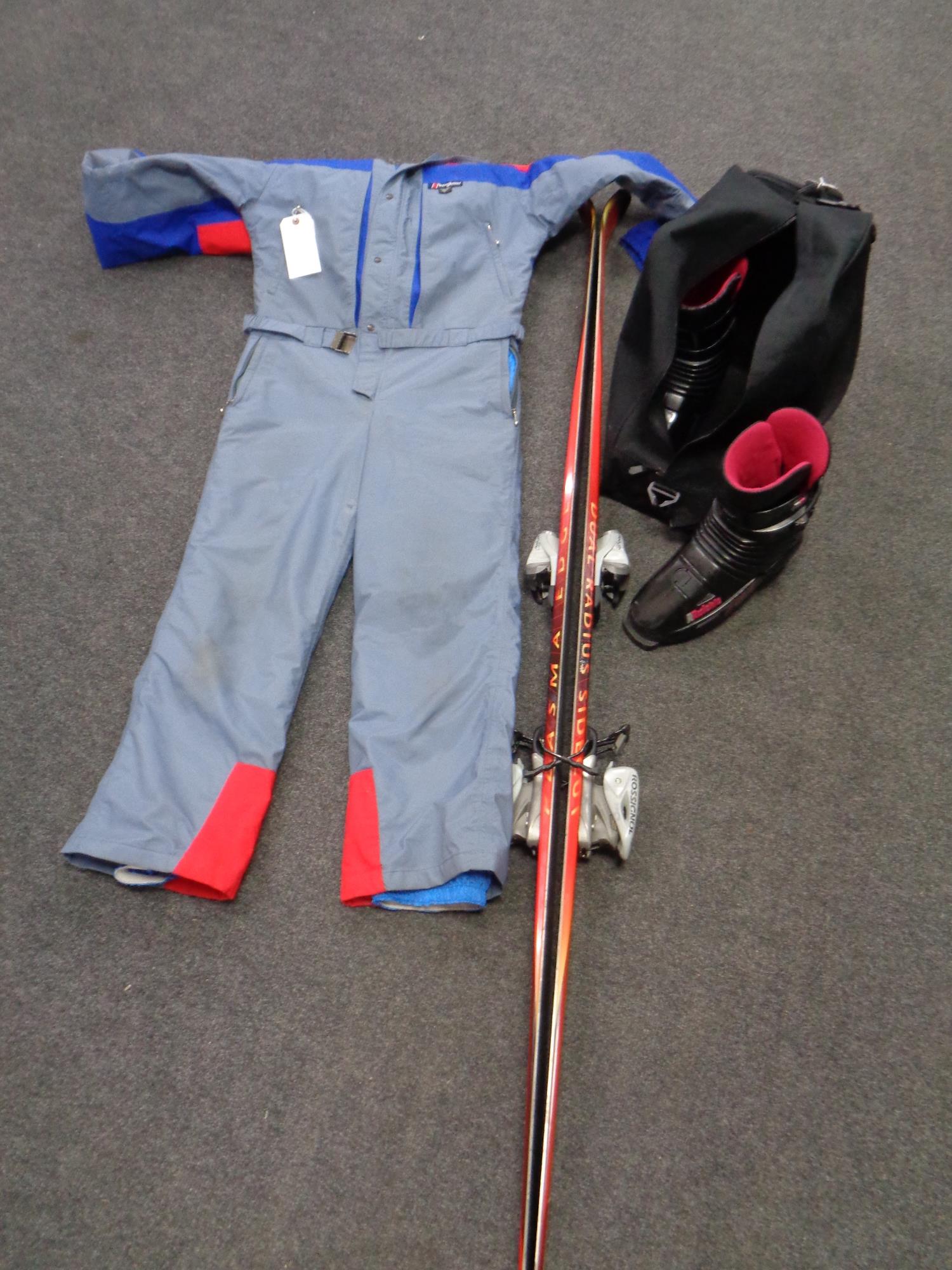 A pair of Fischer XTR 190 skis with bindings together with a pair of R Raichle ski boots, size 8.