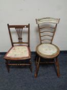 An Edwardian beech bedroom chair,