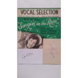 CINEMA, signed blank cards by Gene Kelly & Debbie Reynolds, with sheet music booklet (Singing in the