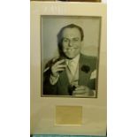 CINEMA, signed album page (4 x 3) by Terry Thomas, overmounted beneath photo, half-length with drink