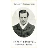 TADDY, County Cricketers, Mr. G.T. Branston (Nottinghamshire), Grapnel back, VG