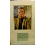 TELEVISION, The Prisoner, signed album page (5 x 4) by Patrick McGoohan, overmounted beneath