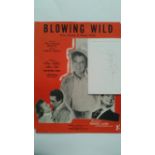 CINEMA, signed postcard (to blank back) by Gary Cooper, with sheet music booklet (Blowing Wild