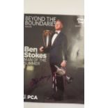 CRICKET, signed magazine by Ben Stokes, Beyond the Boundaries, to cover showing him with PCA
