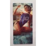 POP MUSIC, signed colour promotional card by Kylie Minogue, first name only, 3.75 x 8.25, EX