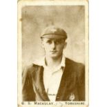 U.T.C., Cricketers & Their Autographs, Macauley (Yorkshire), p/b, slight corner knocks, G