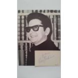POP MUSIC, signed card by Roy Orbison, with magazine photo, EX, 2