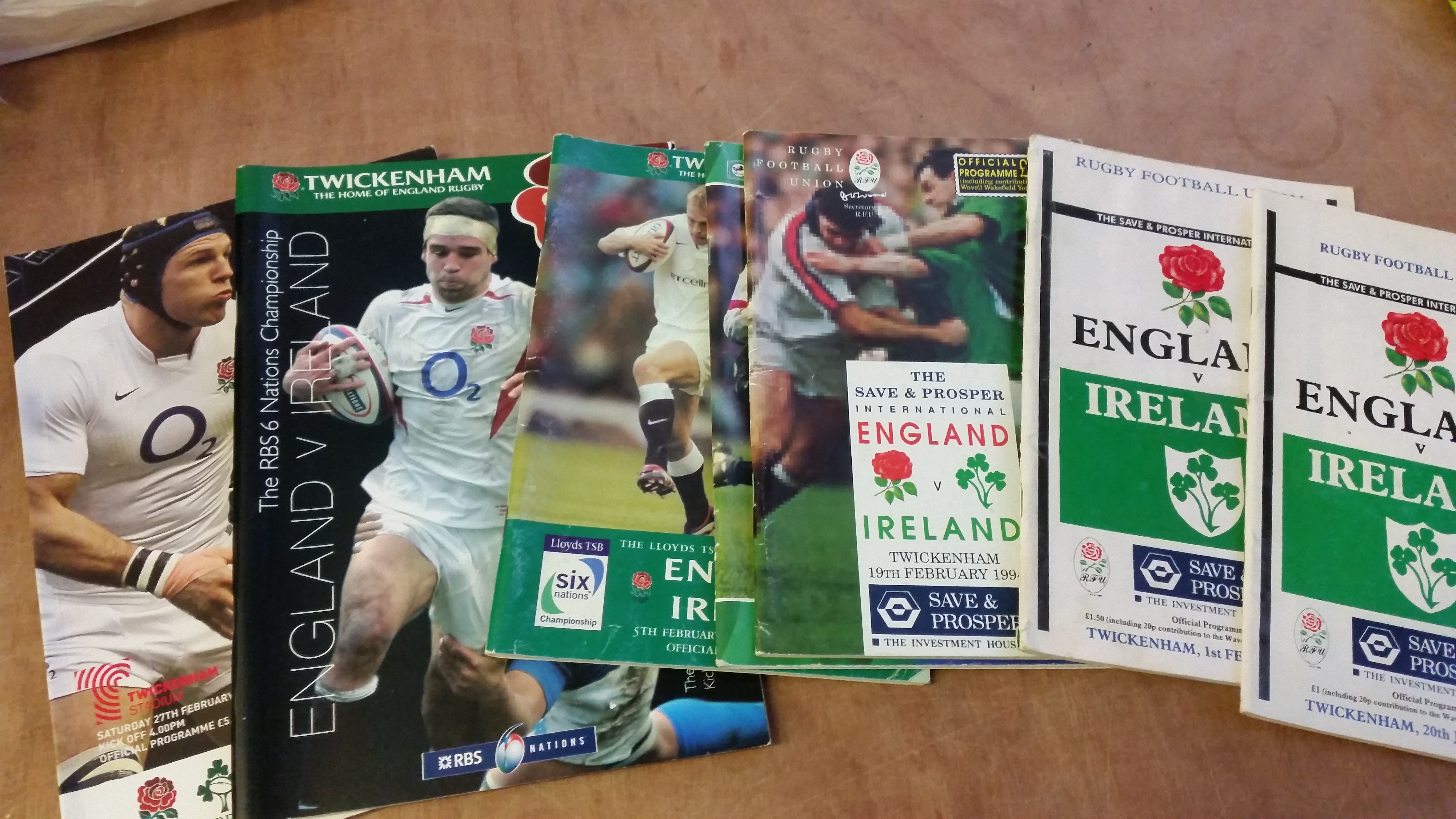 RUGBY UNION, programmes for England v Ireland, 1956 onwards, G to EX, 25*