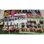 FOOTBALL, signed photos of teams & players, England & Scotland, inc. Albiston, Parker, Samson,