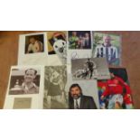 FOOTBALL, signed photos & cards (with attached photos), inc. Shearer, Emlyn Hughes, Lawton, Carey,