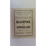 FOOTBALL, Blackpool home programmes, v Sunderland, 16th Feb 1946 (score to field of play);