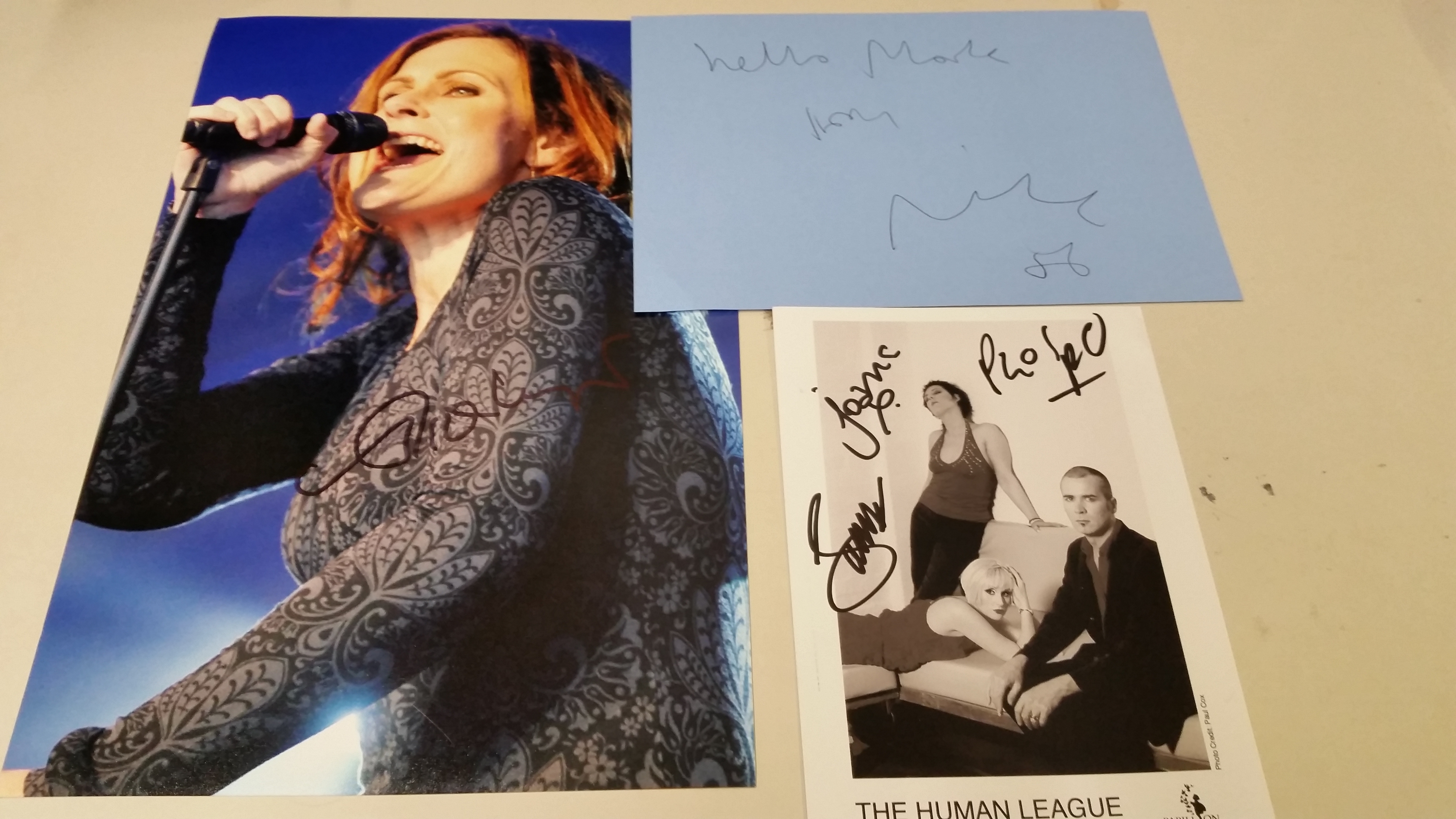 POP MUSIC, signed selection, inc. Mick Hucknall, large card (first name only); Alison Moyet, large