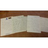 CRICKET, signed hand-written letters by Yorkshire legends, inc. Herbert Sutcliffe, Norman Yardley,