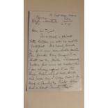 CRICKET, signed hand-written letter, 16th May 1927 by Barry Cumberlege, to Stanley Tiquet (Evening