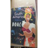 TRAVEL, original 1960s poster, BOAC South America, art-style image of dancing girl, 20 x 30,