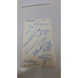 CRICKET, signed white card by Yorkshire 1953, 12 signatures inc. Hutton, Wardle, Yardley, Brennan,