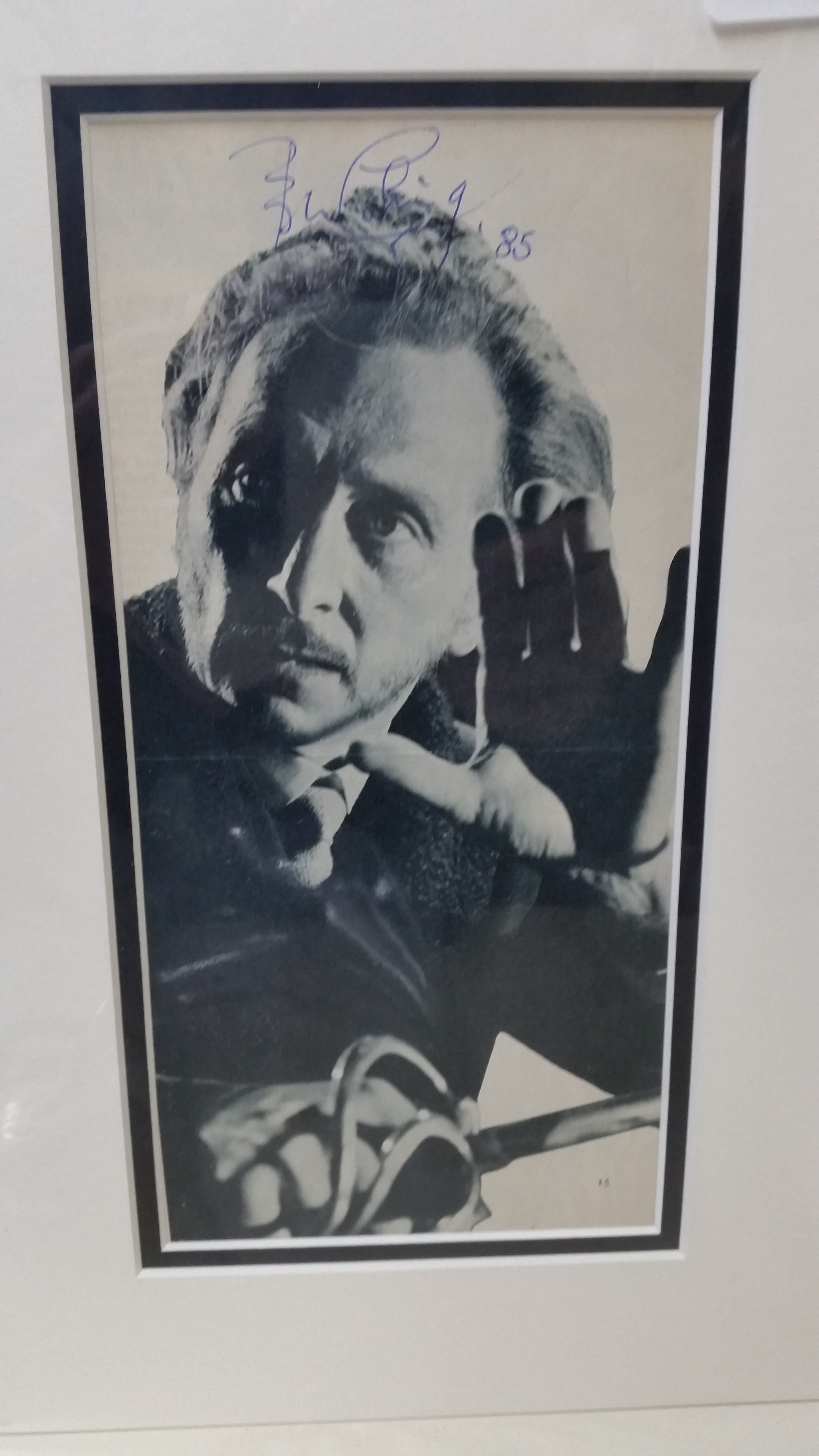 CINEMA, signed magazine photo by Peter Cushing, h/s in character, overmounted, 8.5 x 13 overall, VG