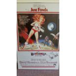 CINEMA, signed poster by Jane Fonda, Barbarella, art-style, 26 x 39, framed in perspex, EX