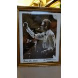 POP MUSIC, signed promotional photo by Jerry Lee Lewis, half-length playing piano in concert, 8 x