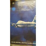 TRAVEL, original 1960s poster, KLM 50th Anniversary (1919-1969), showing Boeing 747, 25 x 40, pin-