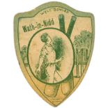 BAINES, shield-shaped cricket card, Well Bowled Wath-in-Nidd, edge knocks and creasing, FR