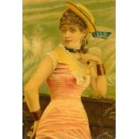 BILL JONES, Pretty Girls, girl with pink dress, 55 x 81mm, printed back, G