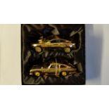 CINEMA, James Bond toy, 40th anniversary twin set with two gold Aston Martins, original box, cover