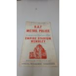 FOOTBALL, WWII programme, RAF XI v Metro. Police, 5th May 1943, at Wembley, G