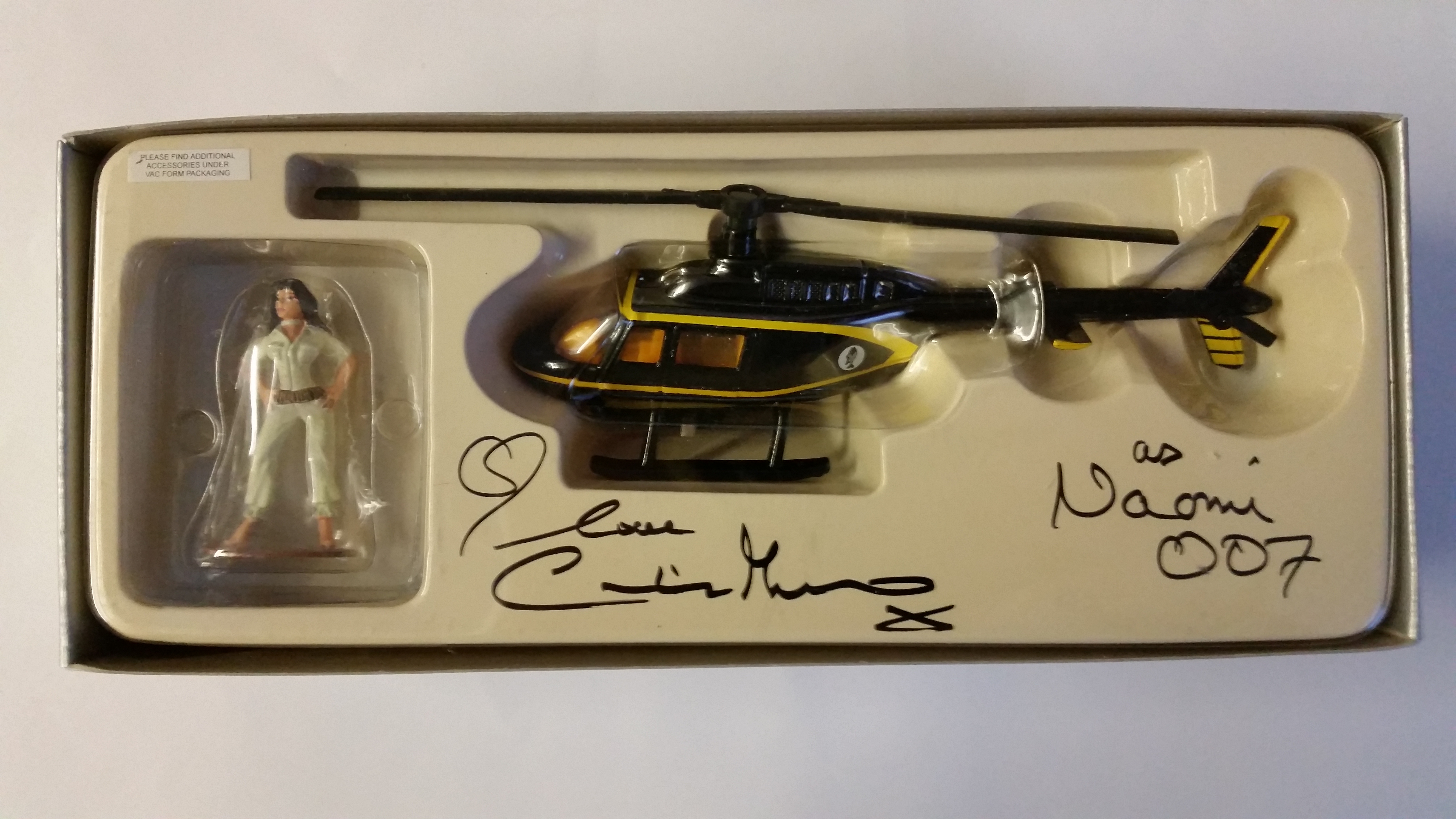 CINEMA, James Bond toy, Stromberg helicopter & Naomi figure, original box internal fitting signed by - Image 2 of 2