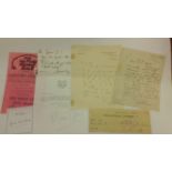 LITERATURE, signed letters, cheque etc., inc. Robert Hichens, W. Jacob, Erni Pyle, Simon Nye etc., G