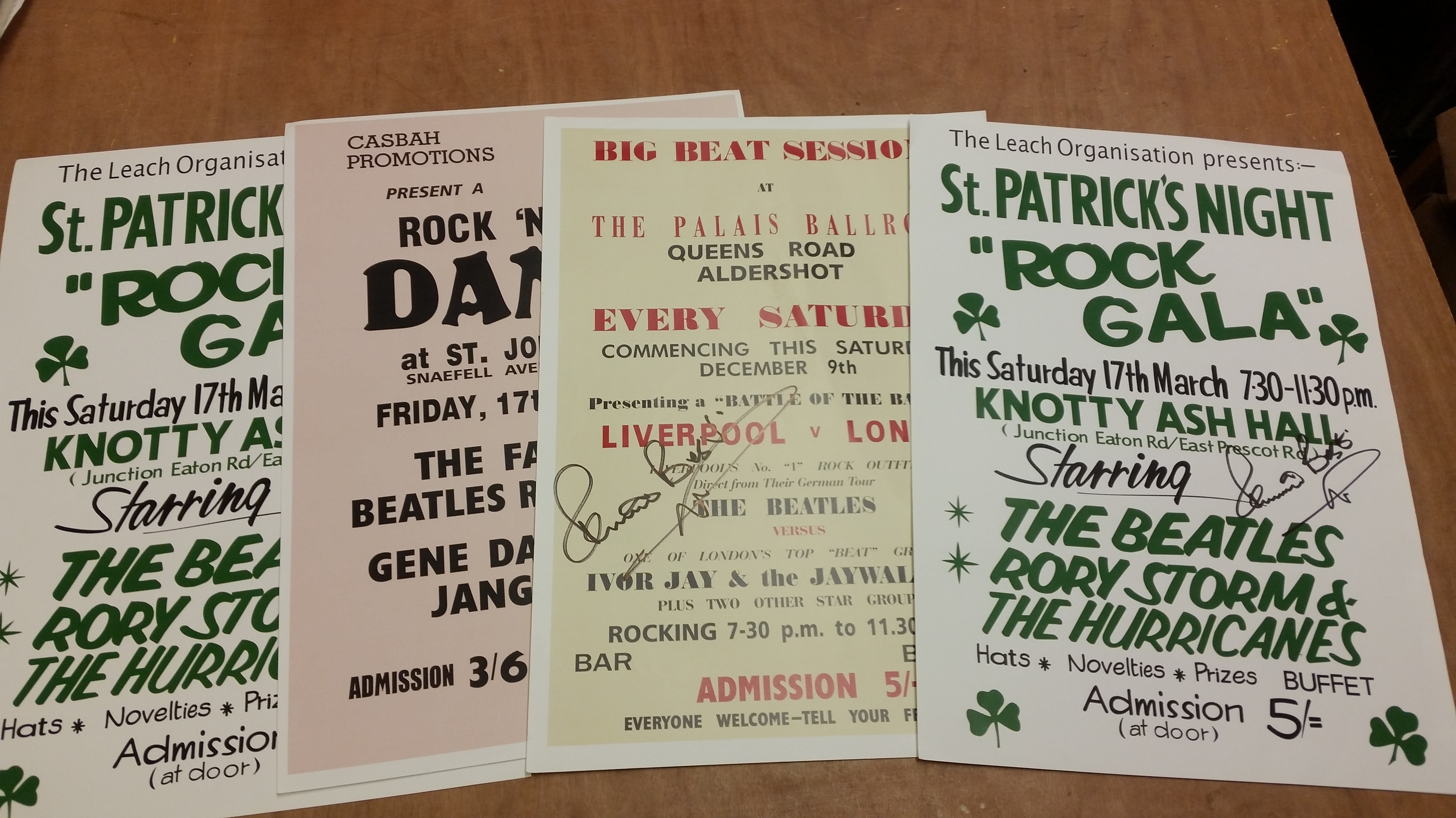 POP MUSIC, The Beatles, signed large reprinted posters by Pete Best, 12 x 16.5, EX, 4