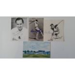 CRICKET, signed photos etc., inc. Don Bradman, Colin Cowdrey, Keith Miller & Gary Sobers, VG to