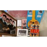 POP MUSIC, The Beatles selection, inc. reprint of 1961 poster, plastic banjo, postcards, Help!