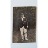 CRICKET, signed postcard by John Gunn, full-length in Nottinghamshire cap & blazer, dated by him