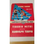 BOXING, programme, Tiberio Mitri v Randolph Turpin, 2 May 1954 European Middleweight in Rome, tear