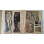 CRICKET, scrap book, laid down with newspaper photos etc. , inc Edrich, Stewart, Booth, Parfitt, O'